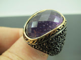 Turkish Handmade Jewelry 925 Sterling Silver Amethyst Stone Men's Rings