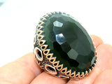 Turkish Handmade Jewelry 925 Sterling Silver Emerald Stone Mens Rings