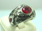 Turkish Handmade Jewelry 925 Sterling Silver Ruby Stone Mens Rings