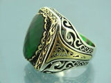 Turkish Handmade Jewelry 925 Sterling Silver Emerald Stone Mens Rings
