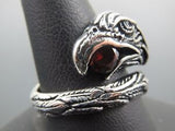 Turkish Handmade Jewelry 925 Sterling Silver Ruby Stone Eagle Design Men Ring