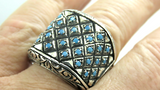 Turkish Handmade Jewelry 925 Sterling Silver Turquoise Stone Mens Rings