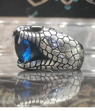 SOLID 925 STERLING SILVER MENS JEWELRY SUBLIM BLUE SAPPHIRE SNAKE MEN'S RING