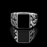 SOLID STERLING 925 SILVER MENS JEWELRY BLACK ONYX GEMSTONE RING